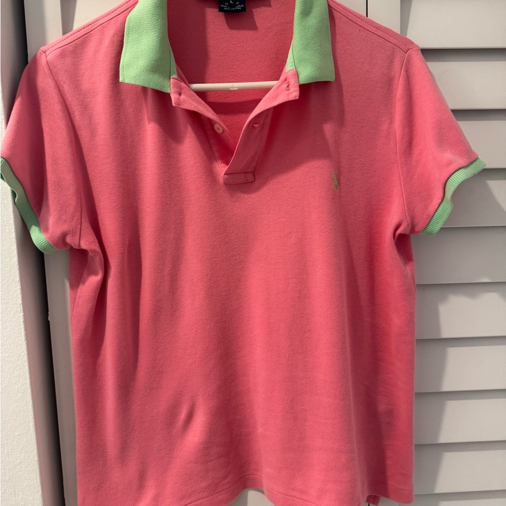 Polo by Ralph Lauren Pink Shirt with Green Accents